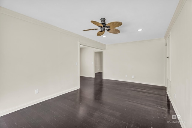 566 Stuart St, Daphne, AL 36526 - spare room with a ceiling fan, wood finished floors, baseboards, recessed lighting, and crown molding