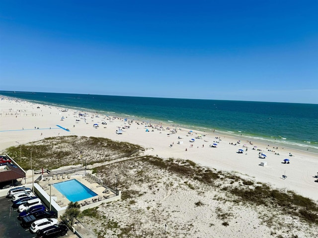 view of water feature featuring a view of the beach