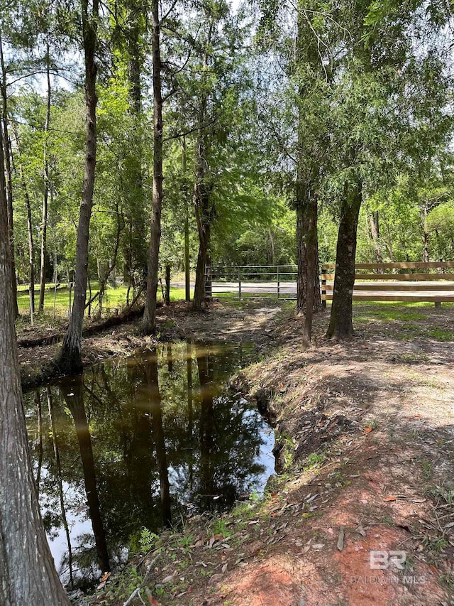 view of landscape featuring a water view