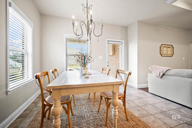 dining room featuring a notable chandelier