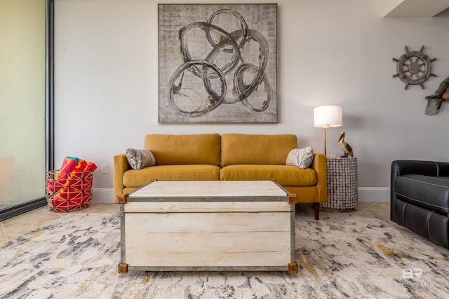 view of tiled living room