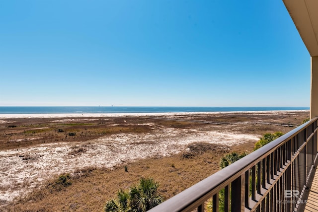 view of water feature featuring a beach view