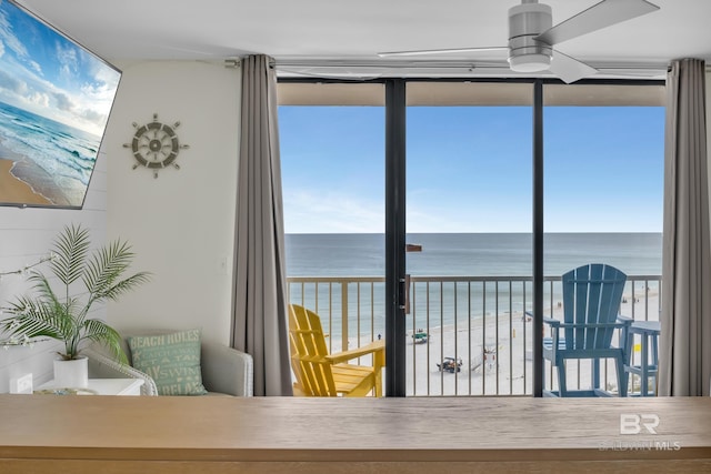 24522 Perdido Beach Blvd Unit 3705, Orange Beach, AL 36561 - interior space with ceiling fan and a beach view