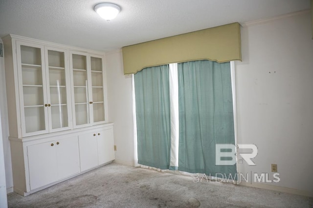 empty room featuring baseboards, a textured ceiling, and carpet