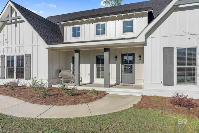 modern farmhouse with covered porch