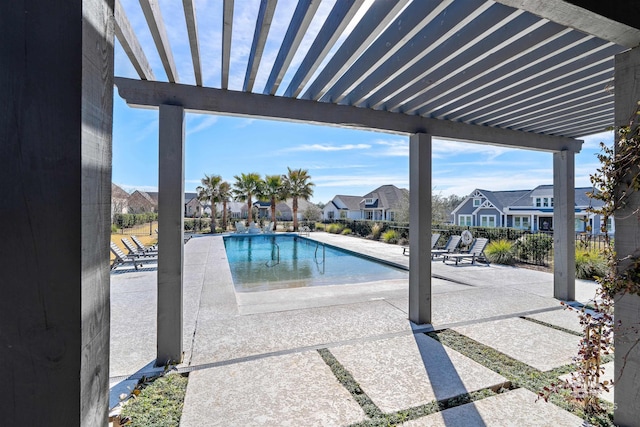 view of pool featuring a patio area and a pergola