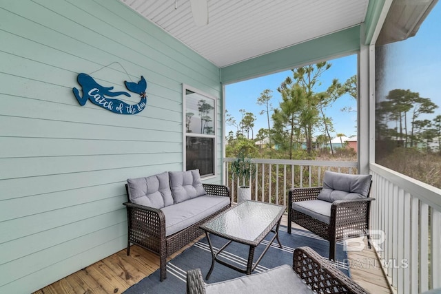 deck with an outdoor living space