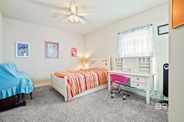 bedroom with carpet floors and ceiling fan