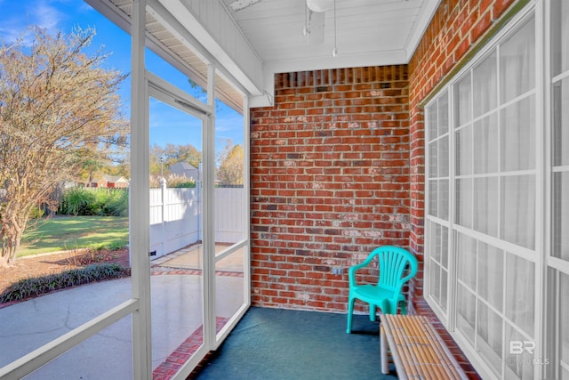 view of unfurnished sunroom