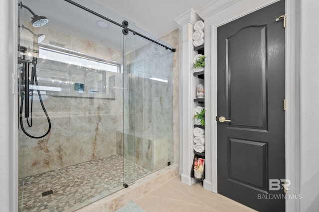 29235 Perdido Beach Blvd Unit 703, Orange Beach, AL 36561 - bathroom with a shower stall and tile patterned floors