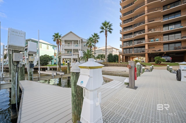 dock area featuring a water view