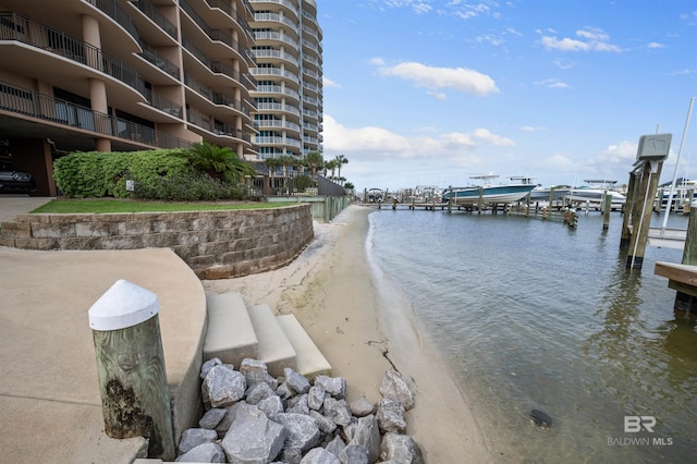 view of water feature featuring a boat dock