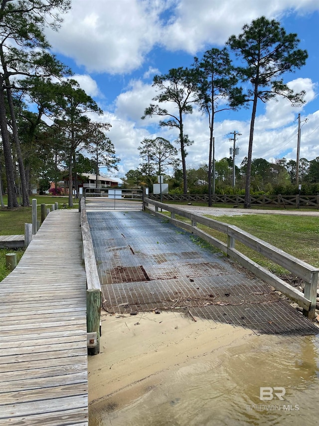 view of dock area