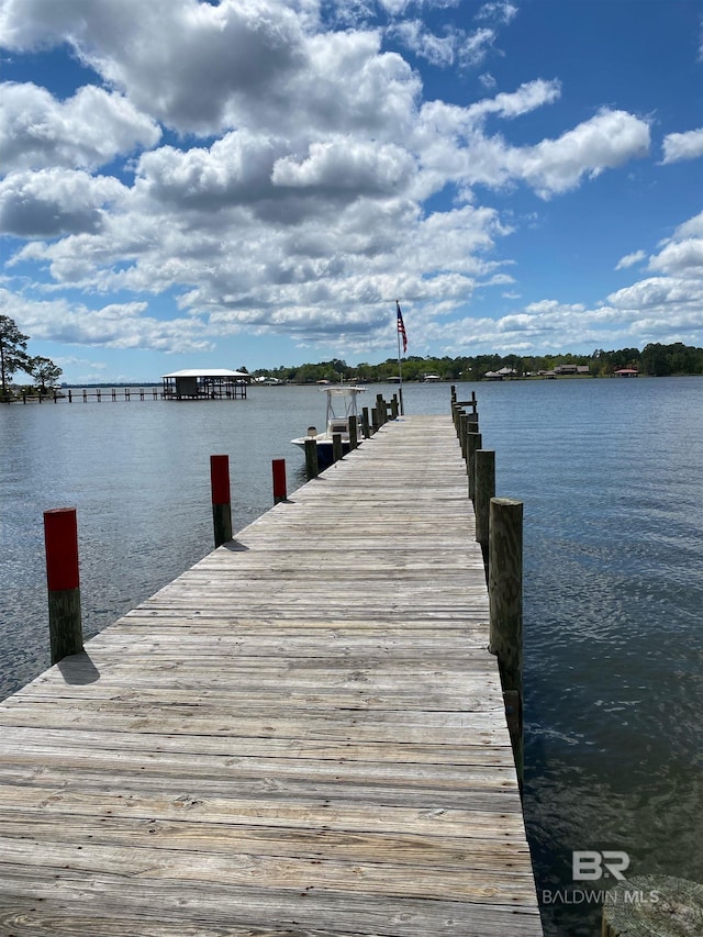 dock area featuring a water view