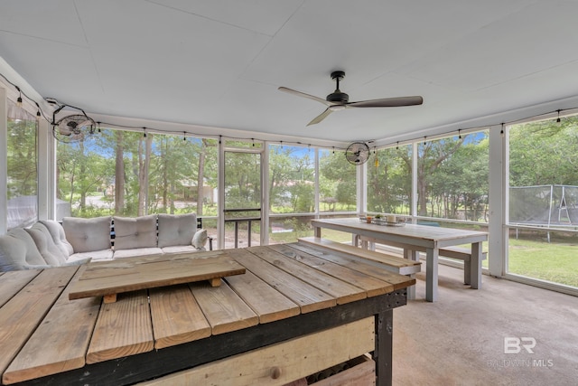 224 Cache Cir, Chickasaw, AL 36611 - sunroom with ceiling fan and an outdoor hangout area