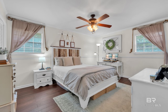 224 Cache Cir, Chickasaw, AL 36611 - bedroom with wood finished floors, baseboards, and a ceiling fan
