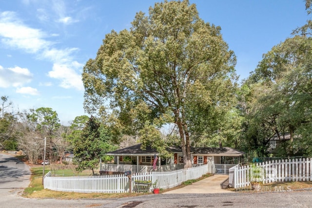 view of front of home with a fenced front yard