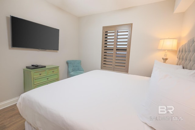 bedroom featuring dark wood-type flooring