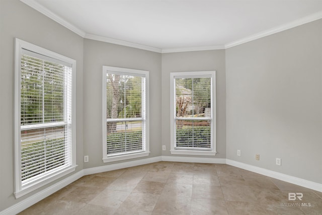 unfurnished room featuring ornamental molding