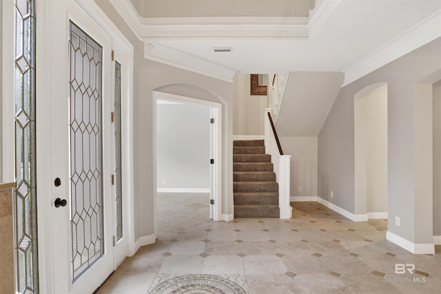 entrance foyer with crown molding