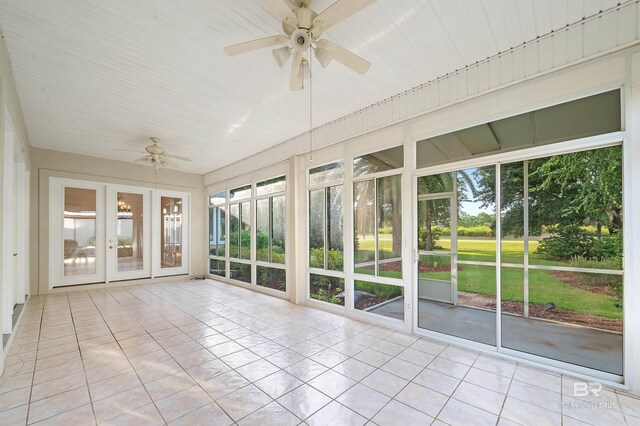 36 Lagoon Dr, Gulf Shores, AL 36542 - unfurnished sunroom featuring french doors and ceiling fan