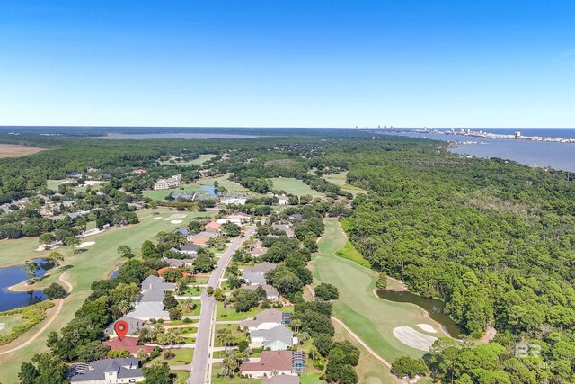 36 Lagoon Dr, Gulf Shores, AL 36542 - aerial view featuring a water view, a view of trees, golf course view, and a residential view