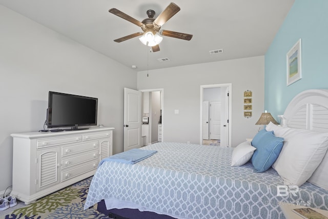 bedroom featuring ceiling fan