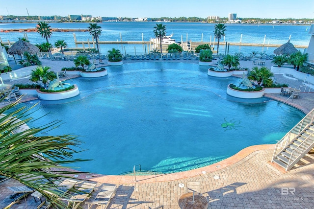 28107 Perdido Beach Blvd Unit D 503, Orange Beach, AL 36561 - view of pool with a patio and a water view