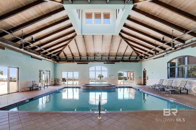 view of pool featuring a pool with connected hot tub