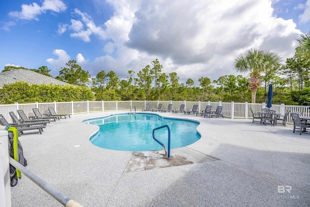 view of swimming pool featuring a patio