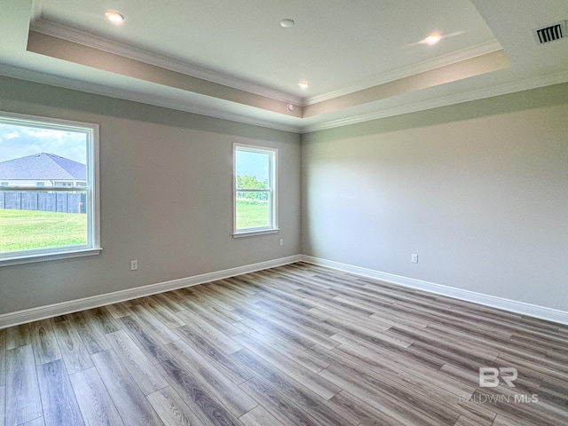 23850 Shadowridge Dr, Daphne, AL 36526 - spare room with a raised ceiling, wood finished floors, ornamental molding, baseboards, and recessed lighting