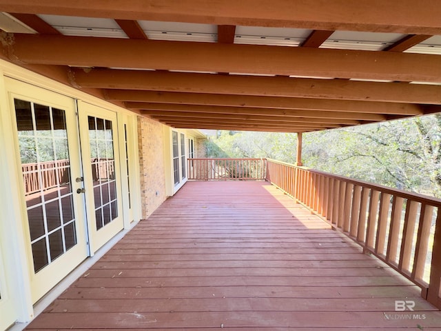 wooden deck with french doors