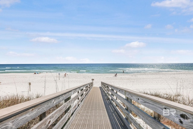 view of water feature featuring a beach view