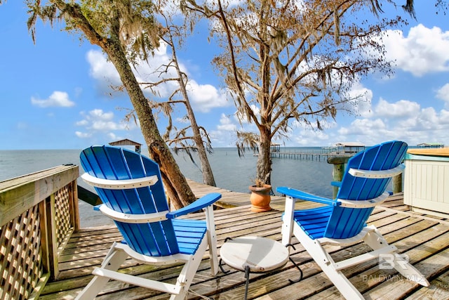 view of dock featuring a water view