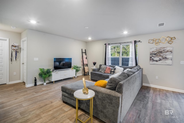 living room featuring hardwood / wood-style flooring