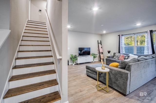 living room with hardwood / wood-style floors