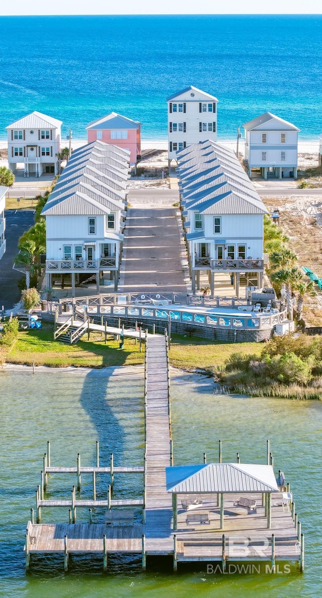 dock area featuring a water view