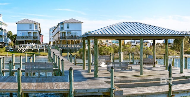 dock area featuring a water view