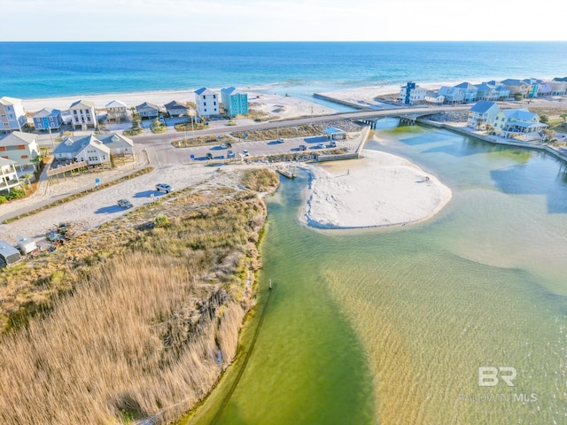 aerial view with a residential view and a water view