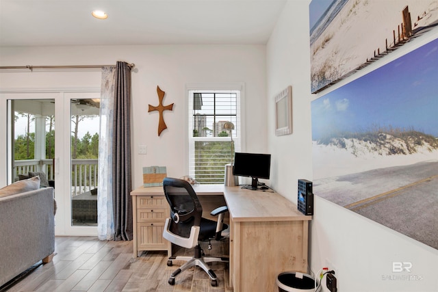 office space featuring light hardwood / wood-style flooring