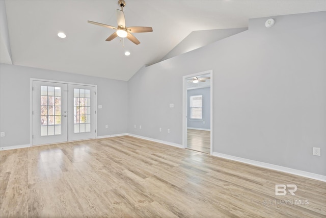 26715 Terry Cove Dr, Orange Beach, AL 36561 - spare room with a ceiling fan, healthy amount of natural light, lofted ceiling, french doors, and recessed lighting