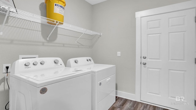 11529 Thistledown Loop, Spanish Fort, AL 36527 - washroom with separate washer and dryer, dark wood-style floors, and baseboards