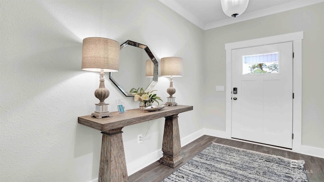 11529 Thistledown Loop, Spanish Fort, AL 36527 - entrance foyer featuring dark wood finished floors, baseboards, and crown molding