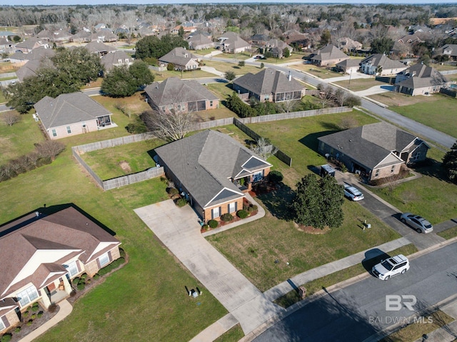 aerial view featuring a residential view