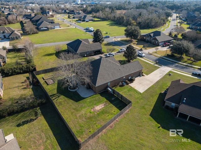 bird's eye view with a residential view