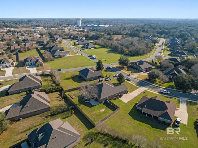 aerial view with a residential view