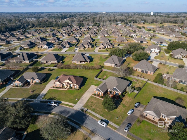 aerial view with a residential view