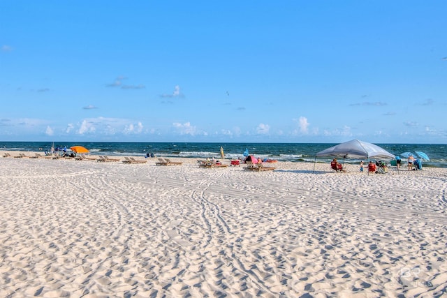property view of water with a beach view