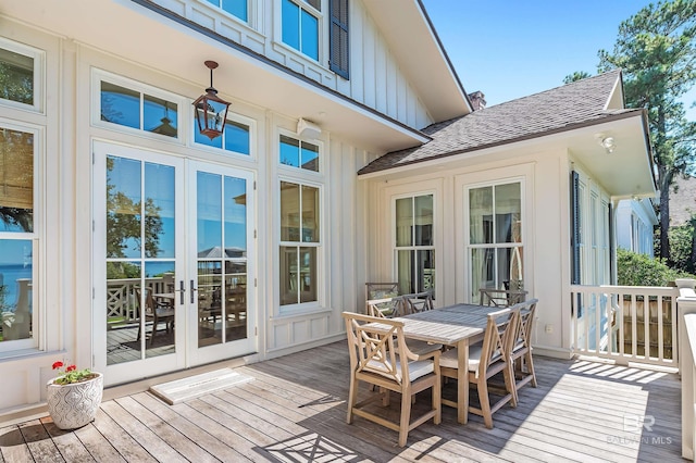 deck featuring french doors and outdoor dining space