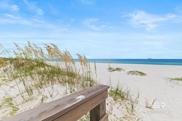 property view of water with a beach view